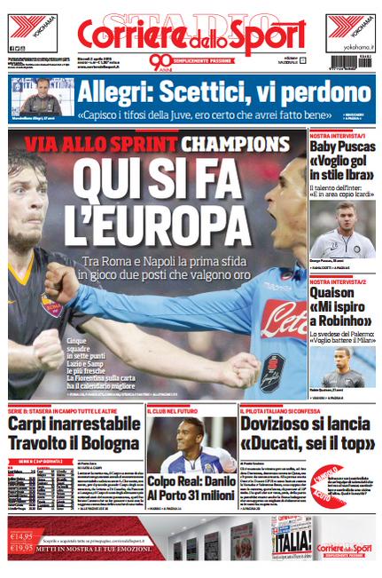 Portada Corriere Dello Sport 2 de abril de 2015