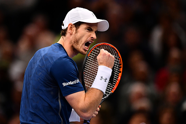 PARIS, FRANCE - NOVEMBER 06:  Andy Murray of Great Britain reacts during the Mens Singles Final against John Isner of the United States on day seven of the BNP Paribas Masters at Palais Omnisports de Bercy on November 6, 2016 in Paris, France. (Photo by Dan Mullan/Getty Images)